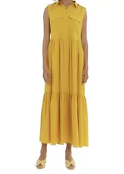 Equipment Size Large L Yellow Collared Button Sleeveless Silk Layered Maxi Dress. Condition is New with tags. Shipped...