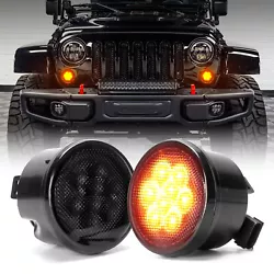 for Jeep Wrangler JK JKU 2007-2018 Pair Front LED Turn Signal Lights Amber Blinkers Parking Lamp.