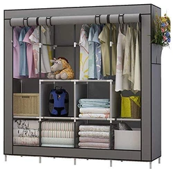 It is divided into sections which include shelves, hanging area and side pockets for your convenience. - 1 Portable...