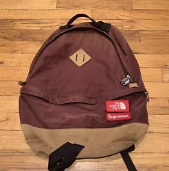 2013 FW13 The North Face TNF x Supreme BERKELEY Corduroy Backpack Burgundy. Condition is Pre-owned. Shipped with USPS...