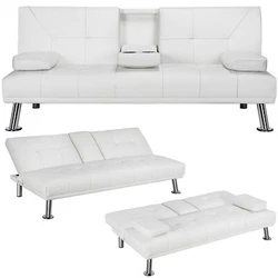 【Specifications】Color: white; Material: engineered wood, foam, faux leather; Max. load: 350kg; Overall dimensions:...