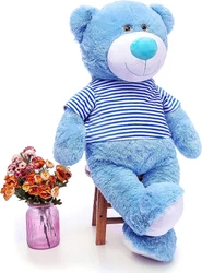Cute Design: This teddy bear has round soft plush ear, cute bright black-gold eyes, striped T-Shirt. which is a great...