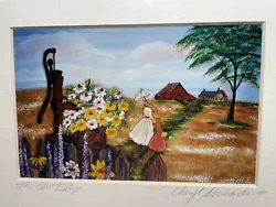 THE OLD PUMP BY CHERYL NORMANDIE PAINTING PRINT ARTIST SIGNED FARM BARN FLOWERS. GOOD CONDITION PLASTIC WRAPPED FOR...