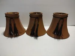 Candelabra Chandelier Bell Shape Lamp Shade, Medium Brown with Dark Brown Tassels. Measures 5