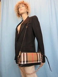 A:LL SM ABINGDON. By BURBERRY. Textured leather and Signature Canvas upper. Convertible clutch / shoulder / cross-body...