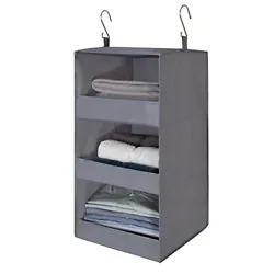 3-shelf organizer works great in closets, shelves, wardrobes, RVs, camper trailers for storing towels, T-shirts, socks,...