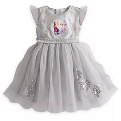 Classic party dress silhouette. Satin body and waistline trim. Tulle underskirt.