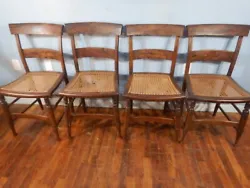 Set of 4 Antique Hand Painted Chairs Great original grain painting with wear light as shown.