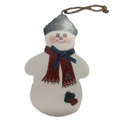 Add a touch of vintage charm to your Christmas tree with this handcrafted 4” high wooden snowman ornaments. Each...