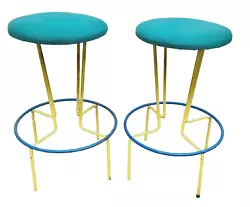 Original Frederic Weinberg Iron Stools, circa 1950s. Pair of bar stools by Frederic Weinberg, 1950s. Made in USA....