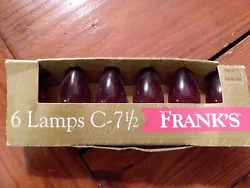Vintage Franks 6 Lamps Bulbs C-7 1/2 5w Red Christmas Lights.[SHV] Box shows signs of wear but its still new in box ,...