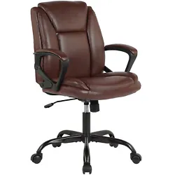 COMFORTABLE THICKNESS: NOT PRONE TO DEFORMATION - Office chair have excellent breathable PU leather design, maintain...