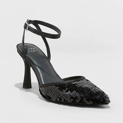 •3.25in stiletto slingback pumps •Memory foam insole •Sequined closed-toe vamp •Pointed-toe front...