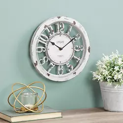 Distressed ivory finish. Each set features the perfect finish to be easily viewed against the designer dial. The clock...