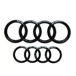 Pour Audi ensemble noir brillant anneau de calandre avant arrière logo anneaux [convient à A3 A4 A5 A6]. 1 x Badge...