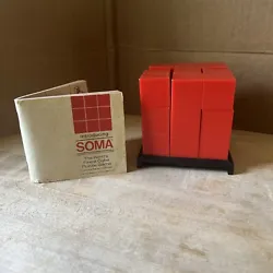 Vintage Soma Puzzle Cube 1969 Piet Hein Red Plastic Game With Instructions. Great condition!