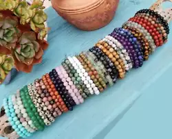 Material：Natural Beads Shape: Smooth Round Beaded Bracelet Style：Stretchy Bracelet Beads Size：4mm/6mm/8mm...