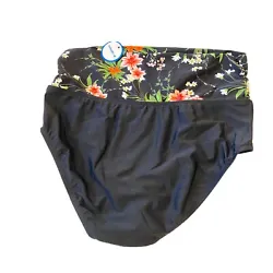 NWT Swimsuits For All Black Floral Bikini Bottom Size 14. Condition is New with tags. Shipped with USPS First Class...