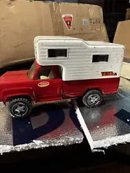 Vintage 1973 Tonka Dodge Pick Up Truck Camper, Pressed Steel Toy Vehicle, Red. Played with condition but presents...