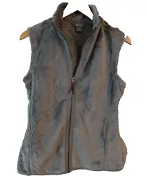 Natural Reflections Ladies Full Zip Vest. Gray Faux Fur with diamond-pattern stitching.