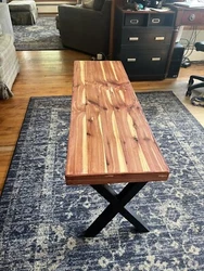 4 Ft Rustic Wood Coffee Table With Frame For Living Room Dining Room - Cedar.