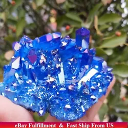 Type:Electroplated aura blue titanium bismuth cluster. Chakra Healing Stone. -Feature:Beautiful plated angel aura blue...