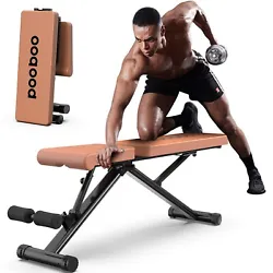 Pooboo weight bench is pre-assembled and only takes 5 mins to set up and start to use. The high-quality PU leather and...