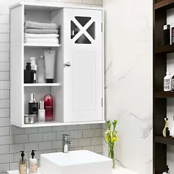 Still worry about no space to put your essentials in the bathroom?. Our bathroom wall-mounted cabinet with single doors...