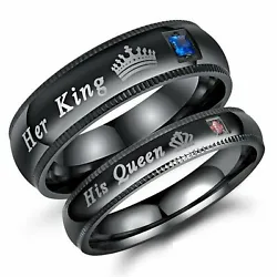 Stainless Steel Couples Matching Wedding Band with 