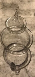 No chips or cracks.... 15 1/4” long ...Vintage Glass Divided Serving Relish Candy Nut Dish Etched With Handle...