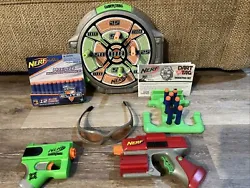Small Nerf Gun Lot Dart Tag Set With Used Guns + Darts New And Used! Includes 2 single shot blasters (green one has...
