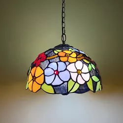 This Tiffany Style Pendant Lamp is made with a real genuine handmade recolored glass shade, following the traditional...