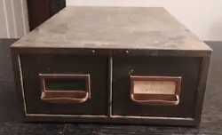 Vintage Peerless Steel 2 drawer metal card file stackable cabinet.  One drawer is missing the adjustable slide and...