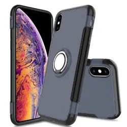For iPhone X/Xs DoRing Case Cover GRAY BLUE Magnetic 360° Ring Stand Do-Ring Case Cover for iPhone X/Xs GRAY BLUE....