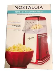 Nostalgia Electrics Popcorn Maker Red Hot Air Popper 8 Cup Model RHP310.