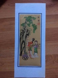 CHINESE SILK MAIDENS. HAND PAINTED ON SILK FABRIC 14 x 6. AGE IS ESTIMATED TO BE MIDDLE 3 RD OF THE 20TH CENTURY.