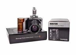 Caméra Blackmagic Pocket Cinema + Objectif Voigtlander 25mm f0.95 MFT + Accessoires Caméra de cinéma de poche...