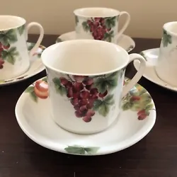Royal Doulton Vintage Grape Cups And Saucers Set Of 4.Very good used condition, no chips.
