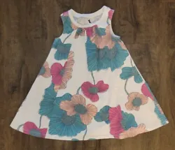 Tea Collection Girls Size 4 Floral Dress in pre-owned condition. Ivory with multi colored flowers.