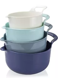 Cook with Color 4 piece mixing bowl set - non slip bowls with pour spouts and handles; easy to clean, sturdy mixing...