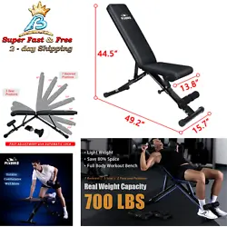 Weight Bench Adjustable Incline Workout. 【Save 80% Space】 FLYBIRD foldable bench, easy to carry & NO ASSEMBLY...