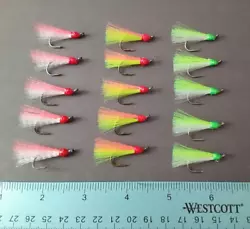 15 Pompano Jig Teasers - Mixed Colors. Teasers are shown with 1/2 goofy jig for size reference only. Pink/Chartreuse...