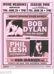 ORIGINAL FIRST PRINTING HANDBILL FLYER FOR BOB DYLAN AND PHIL LESH OF THE GRATEFUL DEAD AT TWO VENUES IN SOUTHERN...
