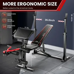 🏋️【Various Function & Multiple Use】This Olympic weight bench is versatile and supports plenty of exercises to...