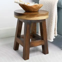 Item: Small Round Stool. 1 x Wood Stool. 【Retro Style】: Natural wood grain on the surfaces with a polished brown...