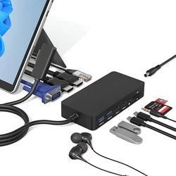 Surface Dock, Surface Docking Station, Station Docking Microsoft Surface 12 en 1 à Triple Affichage avec 2 HDMI 4K...