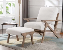 Size Chair and Footstool. Made from sturdy hardwood, the soft, beautiful linen will not only add a breath of freshness...