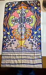 PETER MAX Profile Colorful Silk Oblong Scarf Hippie Boho ORIGINAL TAG 42