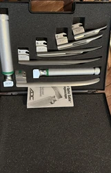 ADC Fiber Optic Satin Laryngoscope Set of 5 Blades. Oral Airway Intubation Set