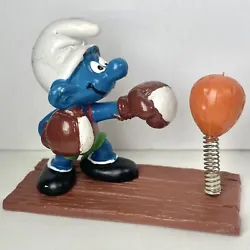 Smurfs Boxer Smurf 40508 Punching Bag Vintage Toy Figure 1980 Schleich Peyo. Items show minor surface wear overall and...